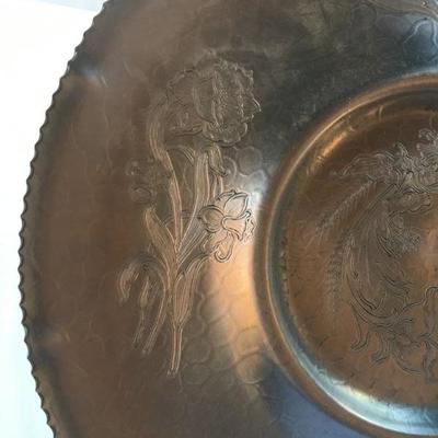 Vintage Extra Large Hammered  Aluminum Platter with Superb Design