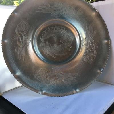 Vintage Extra Large Hammered  Aluminum Platter with Superb Design