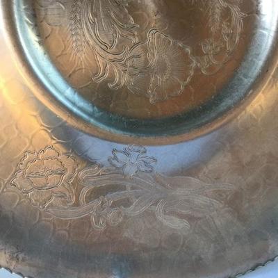 Vintage Extra Large Hammered  Aluminum Platter with Superb Design