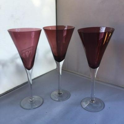 Vintage 3  Amethyst Glasss