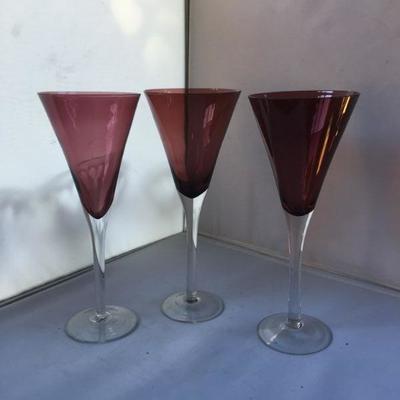 Vintage 3  Amethyst Glasss