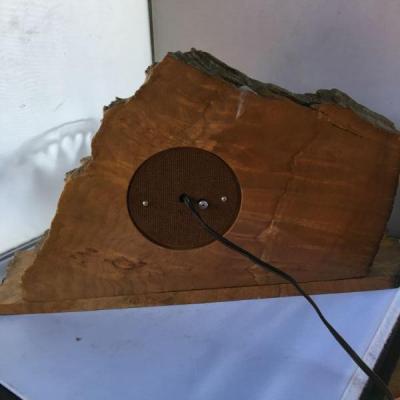 Vintage Mid Century Wood Frame Electrical Clock and Barometer