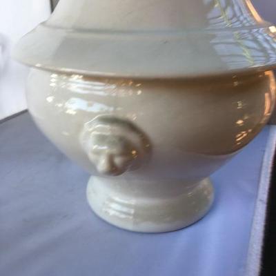 Vintage Large Lidded Bowl by Cordon Bleu BIA Porcelaine de Chine Lion Handles