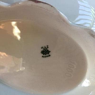 Vintage Footed M& Z Austrian Bowl with Gilded Handles and the Footer