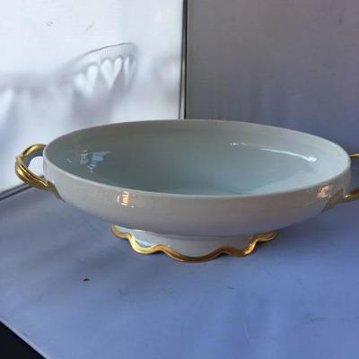 Vintage Footed M& Z Austrian Bowl with Gilded Handles and the Footer