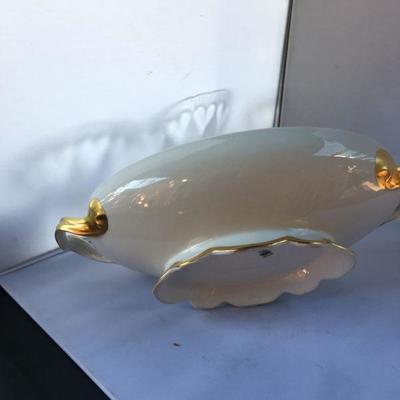 Vintage Footed M& Z Austrian Bowl with Gilded Handles and the Footer