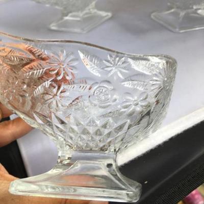 Vintage Lot of SEVEN  Footed Pressed Glass Ice Cream Coupes