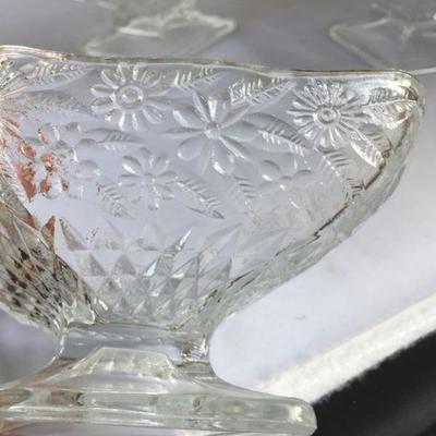 Vintage Lot of SEVEN  Footed Pressed Glass Ice Cream Coupes
