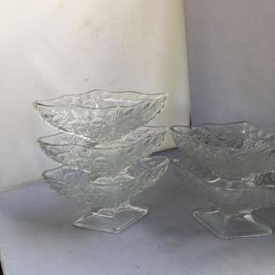 Vintage Lot of SEVEN  Footed Pressed Glass Ice Cream Coupes