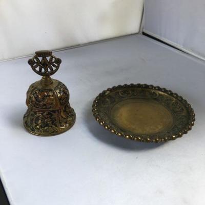 Vintage Bronze/Brass Bell and Plate