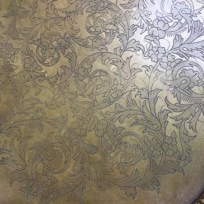 Vintage Footed Brass Large Plate with Ruffle Edges and HAndles