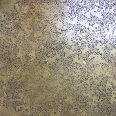 Vintage Footed Brass Large Plate with Ruffle Edges and HAndles