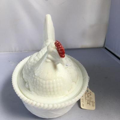 Vintage Milk Glass Chicken