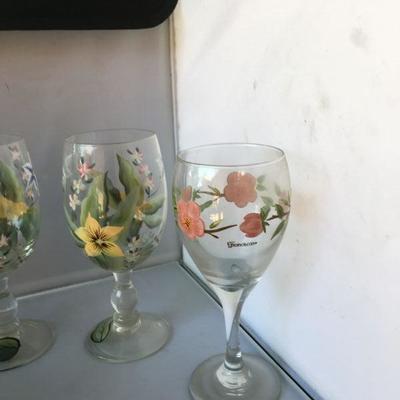 Vintage Lot of FOUR Hand  Painted Glasses