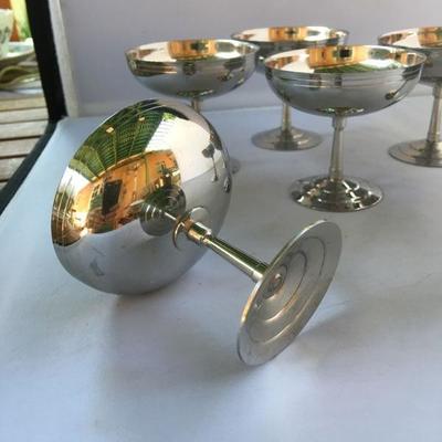 Vintage Lot of SIX Stainless Steel Made in France Ice Cream Coupes