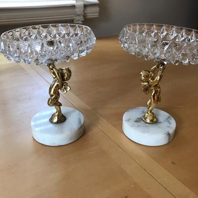 Beautiful Pair if Crystal Candle Holders Crystal Dish