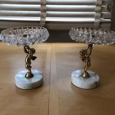 Beautiful Pair if Crystal Candle Holders Crystal Dish