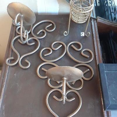 WROUGHT IRON CANDLE HOLDERS AND SCONCES 