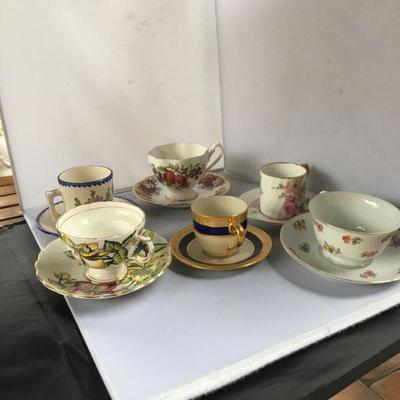 Large Lot of SEVEN Antique/Vintage Cup and Saucer