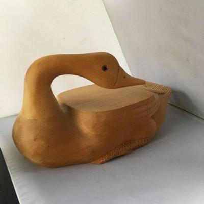 Vintage Hand Carved Wooden Swan