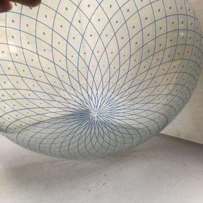 Vinatge Art Glass Murano Style Ruffled and Etched Glass Bowl