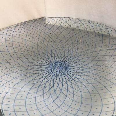 Vinatge Art Glass Murano Style Ruffled and Etched Glass Bowl