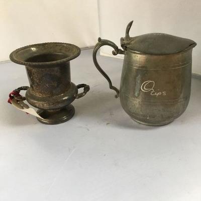 Pewter Creamer and Small Metal Vase