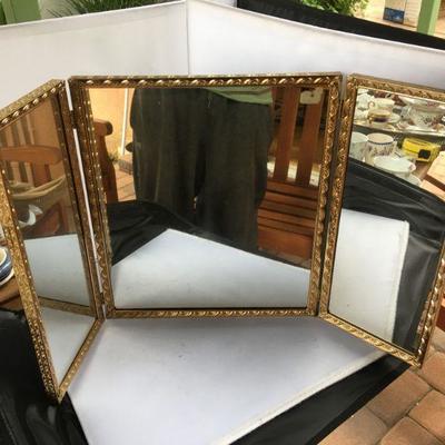 Vintage Wall Hanging TriFold Mirror