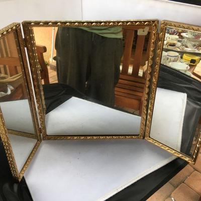 Vintage Wall Hanging TriFold Mirror