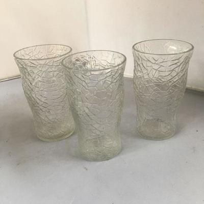 Vintage Clear Crackled Set of 3 Glasses or Candle Holder