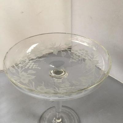 Vintage Etched Glass Candy Dish
