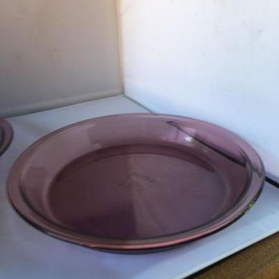 Vintage Lot of THREE Amethyst  Pyrex Bowl and plates