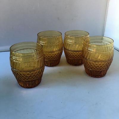 Vintage Depression Glass Set of FOUR Glasses
