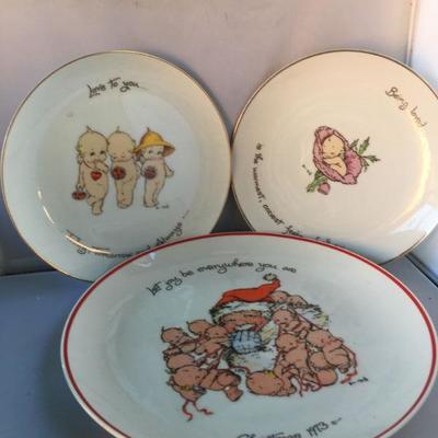 Vintage Lot of THREE KEWPIE Plates