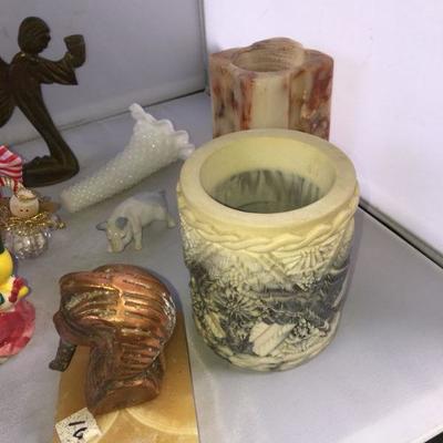Lot of 10+ Candle Holders, Brass and Marble Couple of Small Figurines