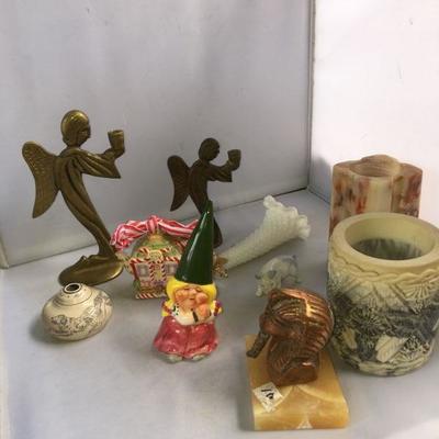 Lot of 10+ Candle Holders, Brass and Marble Couple of Small Figurines