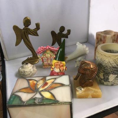 Lot of 10+ Candle Holders, Brass and Marble Couple of Small Figurines