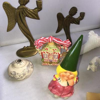 Lot of 10+ Candle Holders, Brass and Marble Couple of Small Figurines
