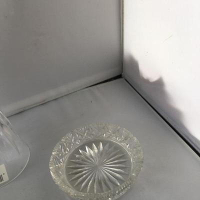 Lot of Mikasa Crystal Bell, 2 Small Crystal Trays and a Larger one