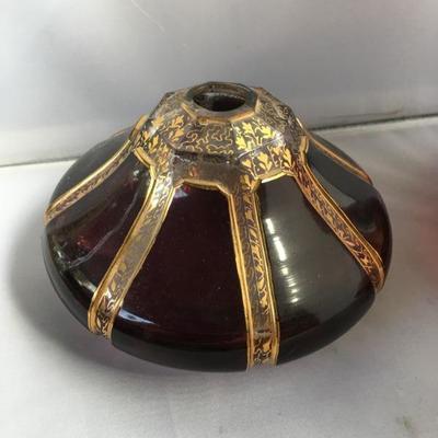 Antique Lot of Bohemian Lamp and a Glass Cut Piece