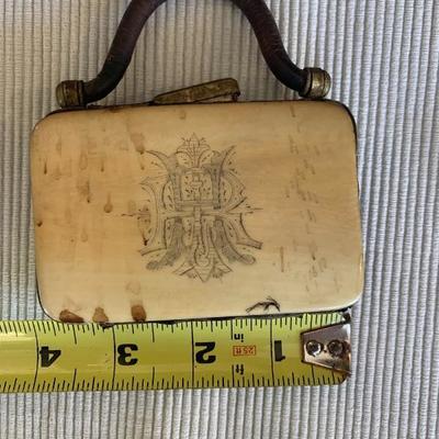 Antique late 1800’s (?) Bone Coin Purse and Fan