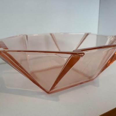 Vintage Geometric Pink Depression Bowl