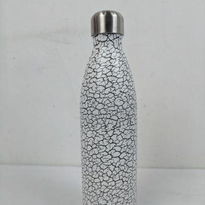 Wave Premium Insulated Stainless Steel Bottle 25 oz Black/White Crack-Look - New