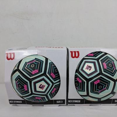 Wilson Hex Stinger Soccer Balls, Size 3, Set of 2 - New