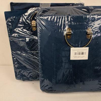 Textured Velveteen Storage Bin, Navy, Set of 2 - New, Opened Package