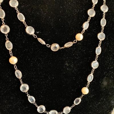 Crystal and Faux Pearl Necklace 30â€