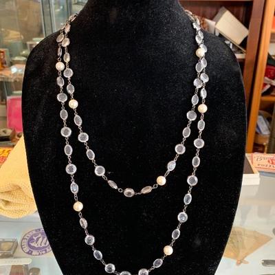 Crystal and Faux Pearl Necklace 30â€
