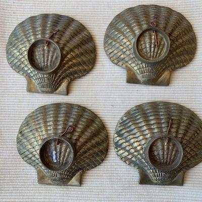 Set of Four Brass Sea Shell 