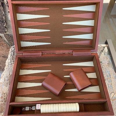 Backgammon in Leather Case