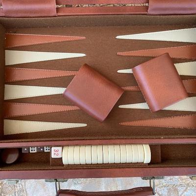 Backgammon in Leather Case